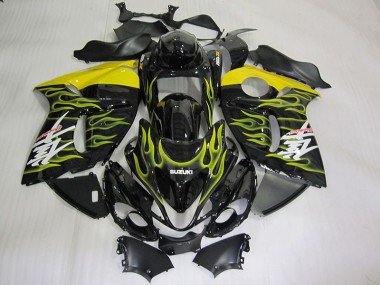 Carénage Moto GSXR 1300 Hayabusa 2008-2019 - Noir Jaune Flamme