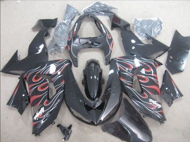 Carénage Moto ZX10R 2006-2007 - Noir Rouge Blanc Flamme Ninja