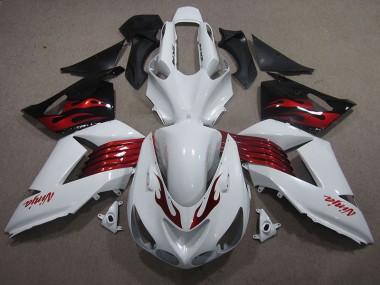 Carénage Moto ZX14R ZZR 1400 2006-2011 - Blanc Rouge Ninja