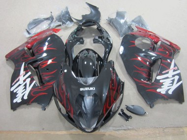 Carrosserie Moto GSXR 1300 Hayabusa 1996-2007 - Noir Rouge Flamme